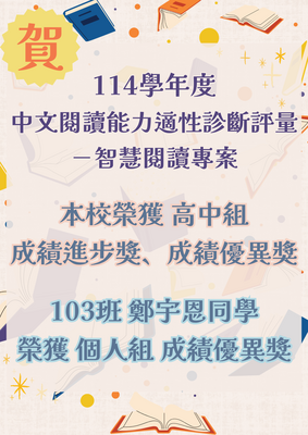 114學年度智慧閱讀獲獎